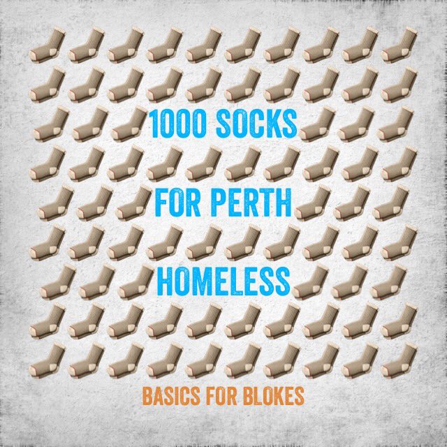 We are nearing our goal of 1000 socks for Perth homeless this winter. Want to help us get there? Simply #retweet this post and tell people what we are up to

chuffed.org/project/basics…

#basicsforblokes #perth #charity #donate #crowdfunding #homeless #goals