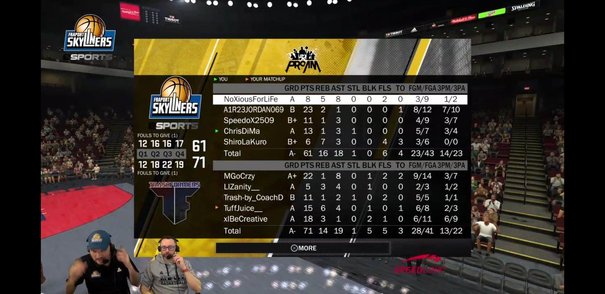 skyliners2017's tweet photo. The 8th eSports Wednesday was great again... met some good competition with "Piensa en Verde" (GG) and even tho we lost 2 games and got eliminated from the @BD_Turnier , we gave @trashformers2k a good old dog fight... 🐶🐕
GG and good luck in the finals against @bundesdunk https://t.co/7kcwwSCuHT