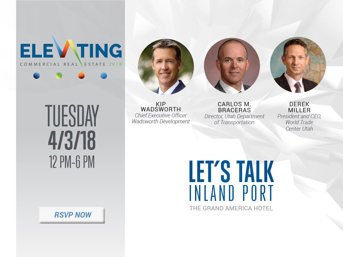 ColliersUtah's tweet image. Join @cbclew and a panel of leading market experts as they discuss the necessary steps required to plan and build Utah's Inland Port.

Inland Port will be a key economic driver for years to come. Reserve your spot at Elevate 2018 today! #elevatingcre