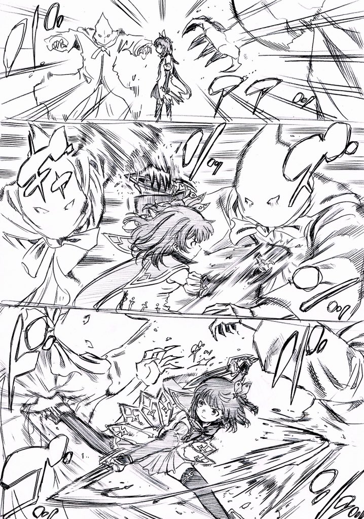動きのある絵の練習
クリムゾンダガー二刀流トゥインクルプリンセス中谷育(LV100) 