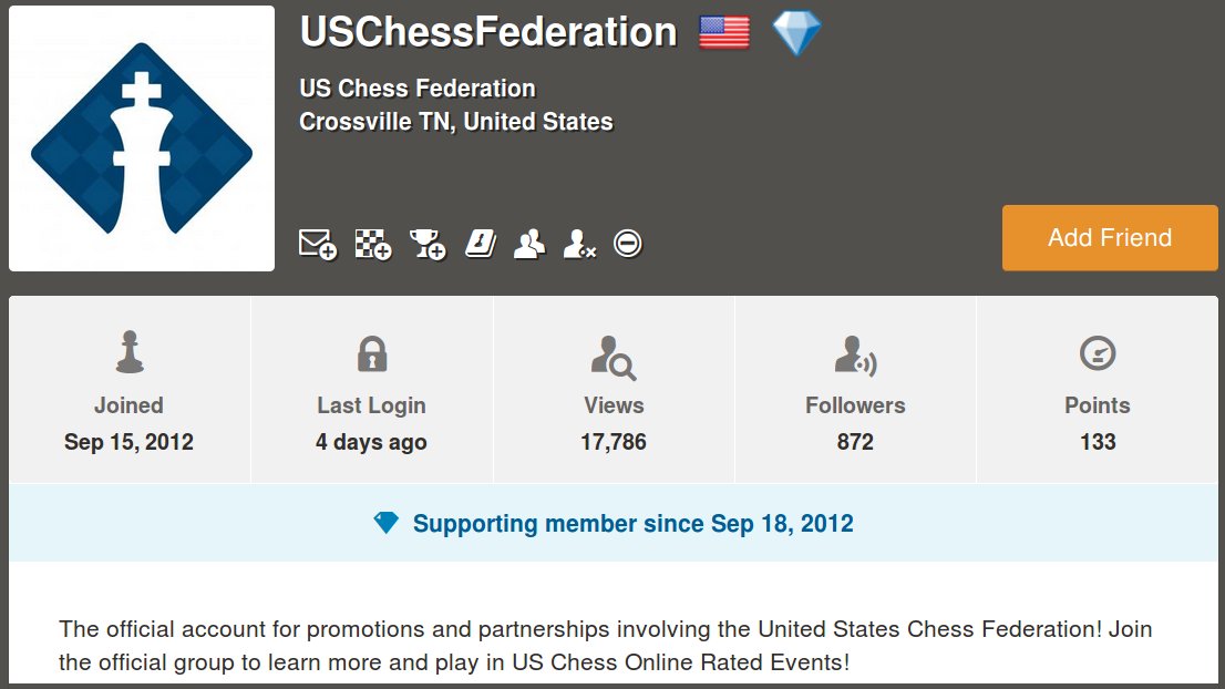 chesscom's tweet photo. The @USChess rated Wed. Blitz (3 2) starts in 15! Join the club (https://t.co/Wv9wh6G03F) and the tourney in https://t.co/bcvg4l9Vvn. https://t.co/Y3tfQ5Vp6u