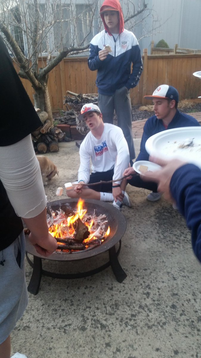jeffox's tweet photo. And so it begins! First team dinner is complete. Lot's of fun and some uninvited guests with water guns too! @OEbaseballboost https://t.co/NOWFXHvBCX