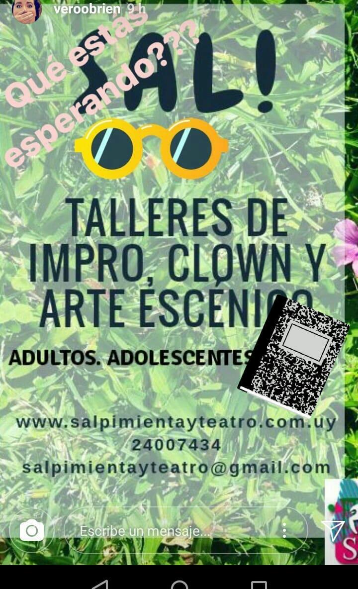 En Sal tenemos tremendas propuestas para venir a jugar y teatrar. 
Yo voy a estar dando un taller de improvisación de comedia abierto a todos, personas con y sin experiencia escénica.
Acá más información y más propuestas! salpimientayteatro.com.uy
Cc <a href="/DannaLiberman/">Danna Liberman</a> <a href="/Emiliogallardo/">Emilio Gallardo</a>