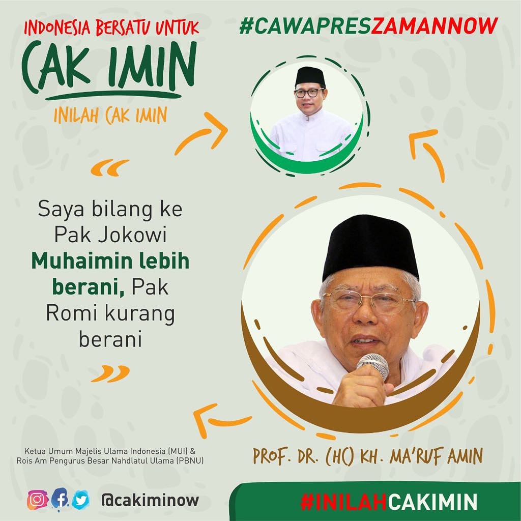 2019Hss's tweet photo. Prof. DR. (HC) KH. Ma'ruf amin
---------------------------------------------------------------
Mendukung sekali @cakiminow menjadi cawapres 2019 👮

@jokowi @cakimin
#CakiminUntukNegeri #cakiminiyc #CakIminCawapres2019 #CakImin #cawapres2019 #jokowicakimin https://t.co/Ha8oiLFtXT