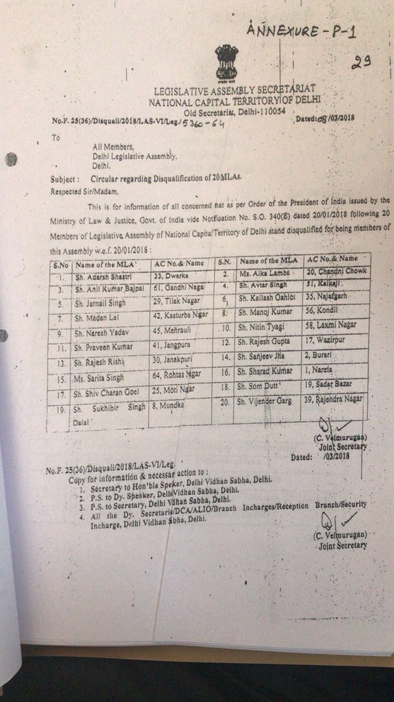 indialegalmedia's tweet photo. #DelhiHighCourt
Circular regarding #disqualification of #20MLA
#AAP https://t.co/OuoTgWioKX