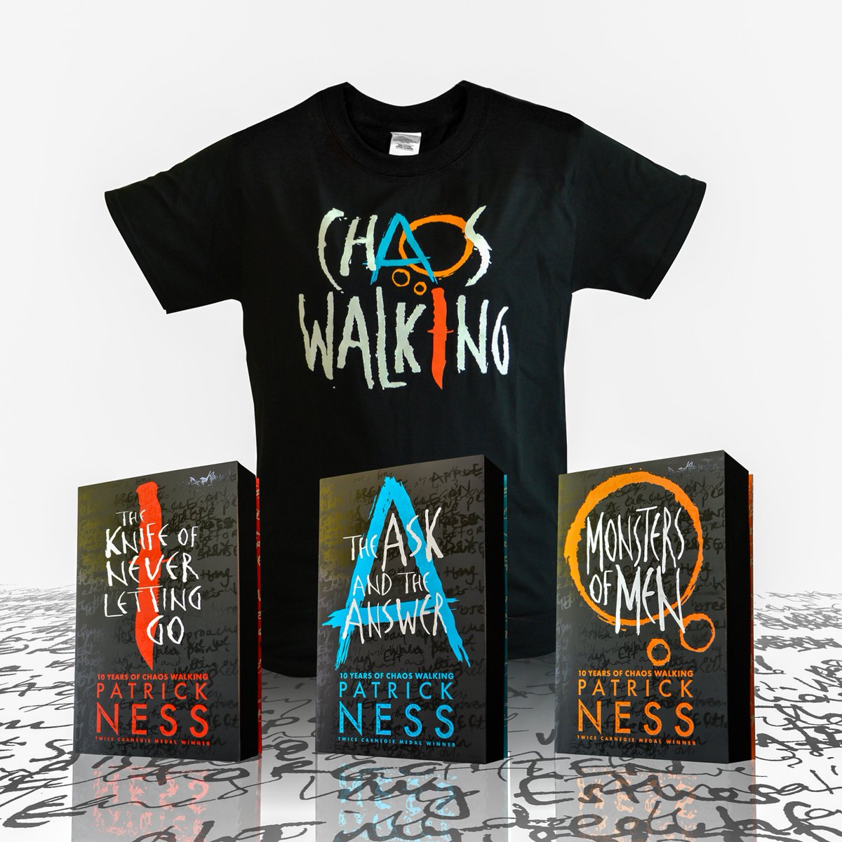 divabooknerd's tweet photo. RT and follow to enter. To celebrate the tenth anniversary of #ChaosWalking by @Patrick_Ness and his visit to Australia, I'm giving away an incredible prize pack including the Chaos Walking series and an anniversary shirt with thanks to @WalkerBooksAus. AU NZ only. Ends 8 / 4. https://t.co/vcxkzqZOKR