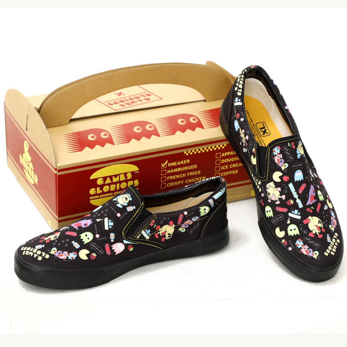 GAMESGLORIOUS's tweet photo. 【#PACMAN】PAC STORE x GAMES GLORIOUS Slip-On Sneaker is AVAILABLE NOW !! Please check our official Shop for oversea customers. We receive the payment from Credit Cards and Paypal.  https://t.co/sOBHWZ4vvx    #PACSTORE #NAMCO #retrogaming #NES #videogames #arcade #gamesglorious https://t.co/SH0FmCoZQR