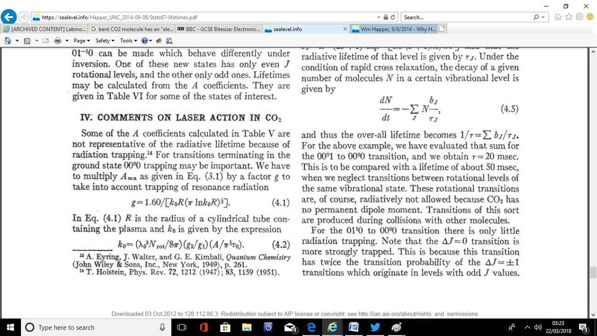 LindsayyuleS's tweet image. #climatetutorial False CO2 radiates in a second(billion collisions to N2 , O2) Truth: in 50 microseconds (Dr Happer references students)