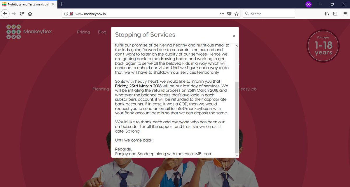 plus530's tweet image. Another #Startup closes its shop. This time its #MonkeyBox