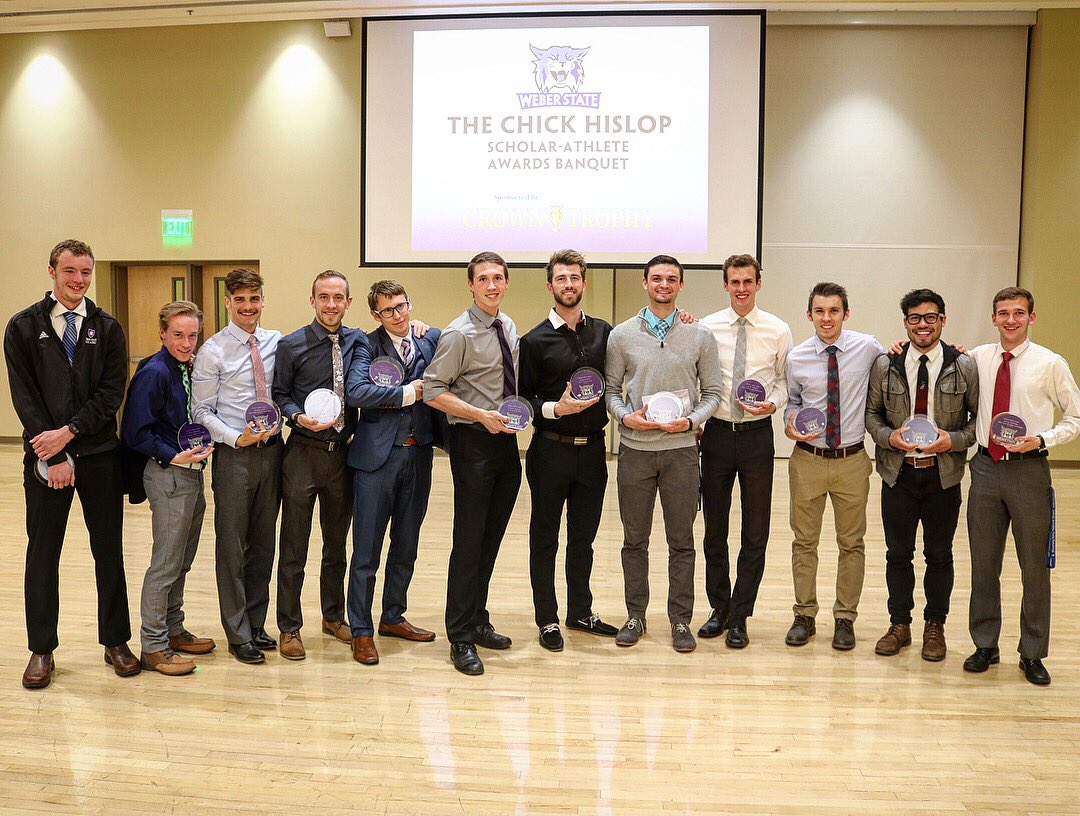 WeberStateTrack's tweet photo. Weber State Scholar Athlete Awards banquet. We’re proud of our student athletes and their hard work in the classroom.
#destinedforgreatness 
#onandoffthetrack
#weareweber
#smartandfast https://t.co/AqIxDfiyBE