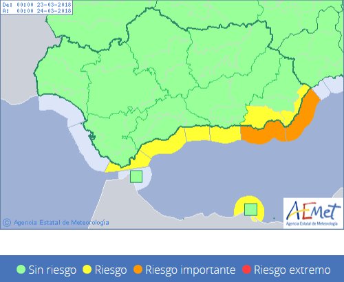 PCMalaga's tweet image. ⚠️ Aemet emite aviso amarillo para Viernes y Sábado por fenómenos costeros en Málaga