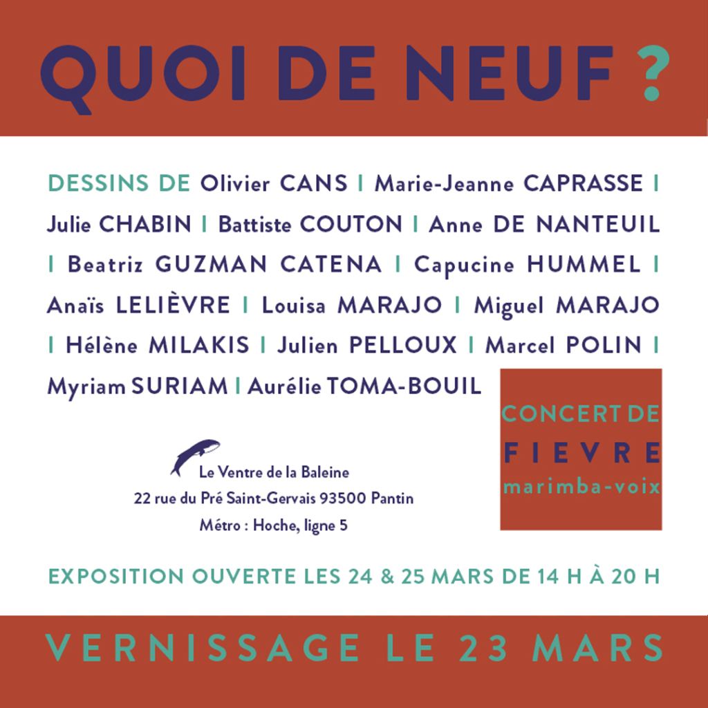 Artzup's tweet photo. Bonjour,Louisa Marajo vous invite à l'expo OFF de ce mois du Dessin intitulée 'QUOI DE NEUF?´ vendredi 23, samedi 24 et dimanche 25 mars  de 14h à 20h au #VentredelaBaleine, 22 rue du Pré Saint Gervains à Pantin métro Hoche ligne 5 #Vernissage vendredi 23 18h https://t.co/YQ5qob6d9b