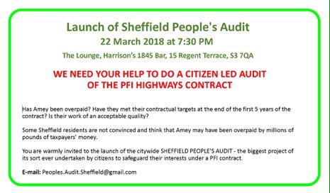 Key event tonight at 7.30pm (Thurs 22 March 2018) - Pls do check it out & ask @KeaneMJ about it - looks like a very inclusive launch where YOU can make ALL the difference...#SaveSheffTrees #PeoplesAudit #PeopleB4profit @TheSadSquirrel @ChrisBurn_Post @JayMitchinson @tobyfoster