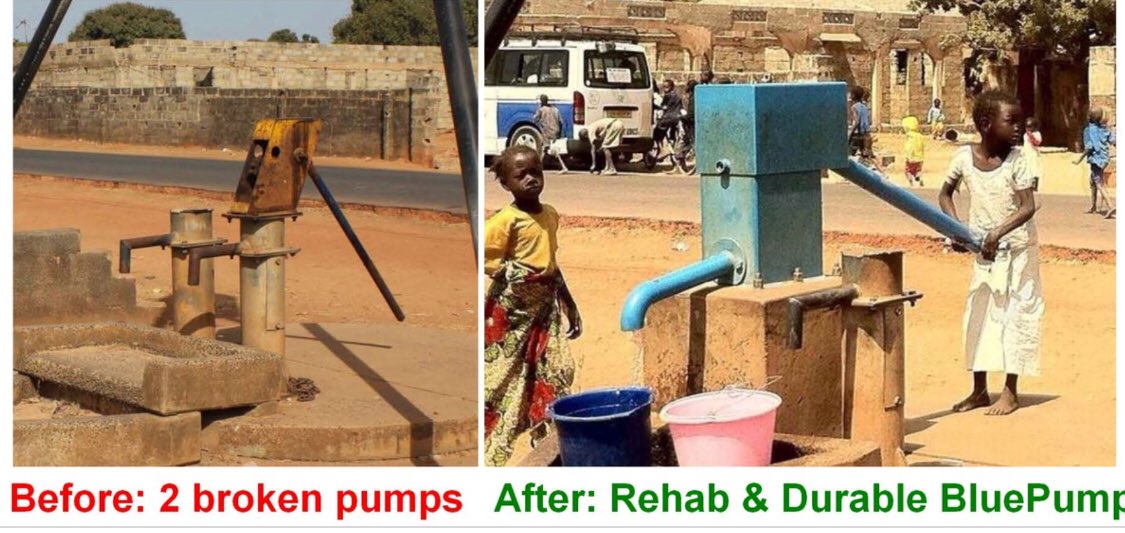 #WorldWaterDay It’s great to help! But don’t use pumps that don’t last. Become a fairwater.org partner, make water affordable &amp; 24/7 availble with bluepump.com The preferred community handpump in #Africa according to all studies, also by #Oxfam. <a href="/CNNAfrica/">CNN Africa</a>
