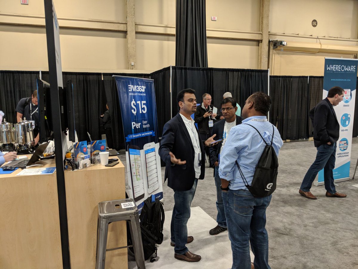 railsfactory's tweet photo. Prospects explore user interface, functionality & intuitiveness of EAM 360 mobile app at our booth. #IBMMaximo #Maximo #MaximoMobile #IBMThink2018 https://t.co/iBduPnWQrZ
