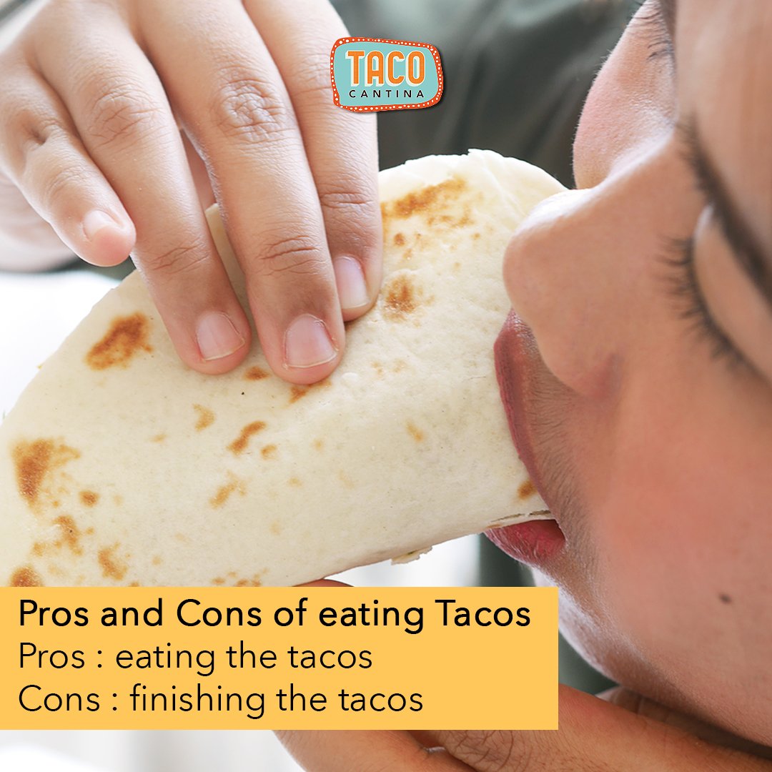 Pros and cons of eating Tacos.
#tgitt #tacotuesday #gofood #grabfood #tacocantina #mexicanfood #jakartarestaurant #instafood #food #tebet