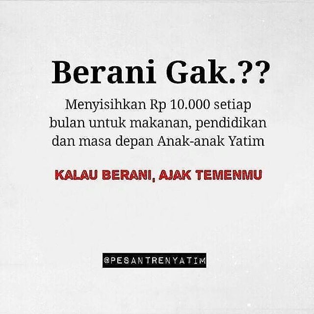ift.tt/2FTbHpV berbagi #Kebaikan

#Repost from @indonesiabertauhidid 
Tidak akan Berkurang Harta Orang Yang Bersedekah dan Menyantuni Anak Yatim, Melainkan akan terus bertambah dan Bertambah
.
Rp. 10.000 hanya Cukup Untuk Semangkok Baso, Namun Bagi Mereka (Anak-anak Ya…