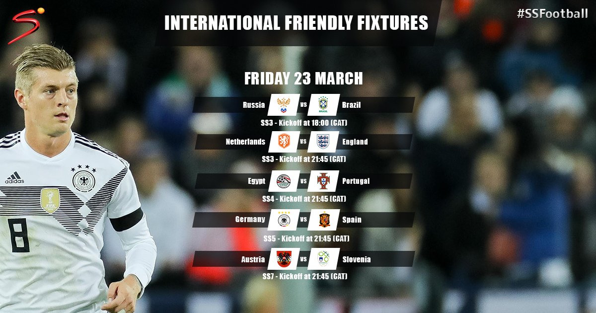 DstvKogi's tweet photo. International Friendlies Fixtures for tomorrow 23rd March 2018...
#InternationalFriendlies #FIFAWorldCup2018 https://t.co/m7vuxCdkZ1