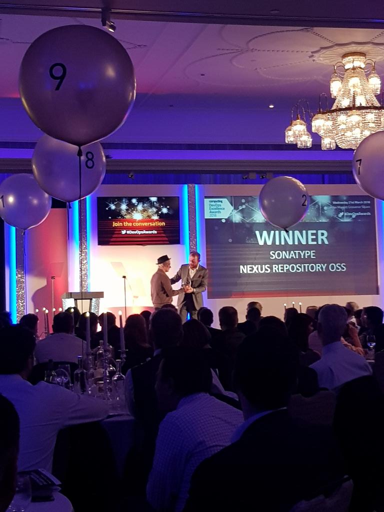 JGarz86's tweet photo. @sonatype @Marriott @AllDayDevOps @sonatypeDev

Yesterday at the Marriot hotel in Mayfair - Computing DevOps Excellence awards. We won the Best Open Source DevOps Tool of 2018!

#devopsexcellence #DevOps #devopsexcellenceawards #computingdevopsexcellence #devopsawards #devops2018 https://t.co/80g1Igt2hP