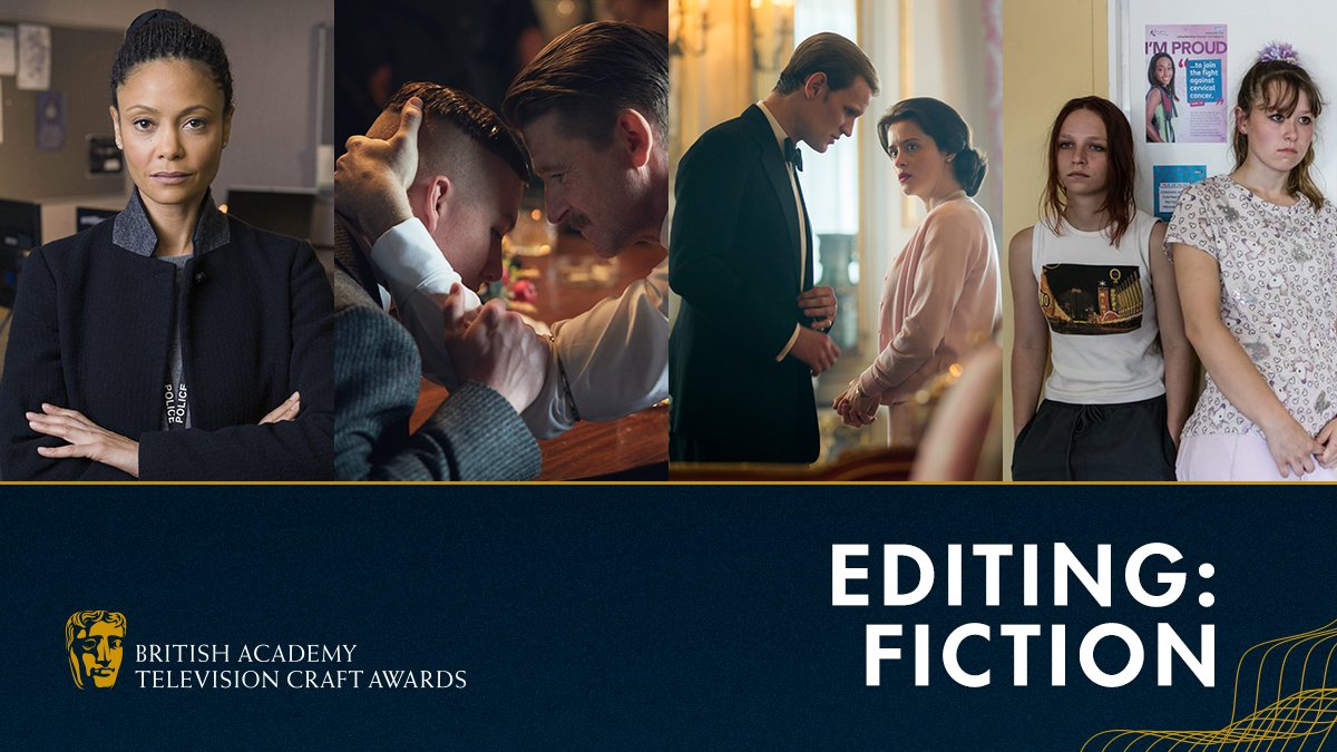 BAFTA's tweet photo. Nominated for Editing: Fiction ✂️
Andrew McClelland - Line Of Duty
Dan Roberts - Peaky Blinders
Pia Di Ciaula - The Crown
Úna Ní Dhonghaíle - Three Girls
#BAFTATV https://t.co/fGVTakRwhU