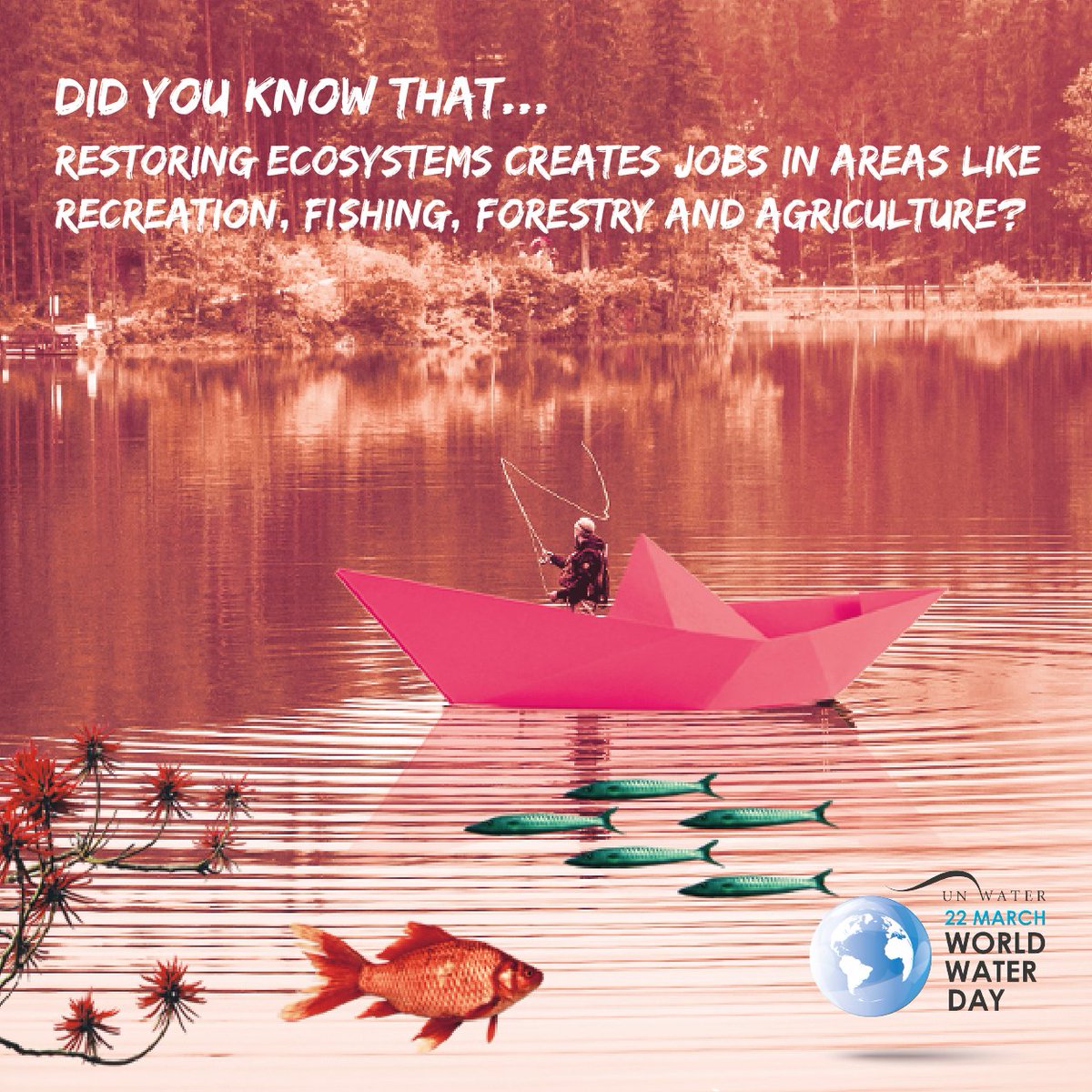 Afri_vironment's tweet photo. In celebration of #WorldWaterDay, RT to help raise awareness of the importance of water. By restoring our eco systems jobs can be created in areas such as recreation, fishing, forestry and argriculture. To find out more go to https://t.co/PqZb45YNIi, or @UN_Water https://t.co/BLO7CqYsUA