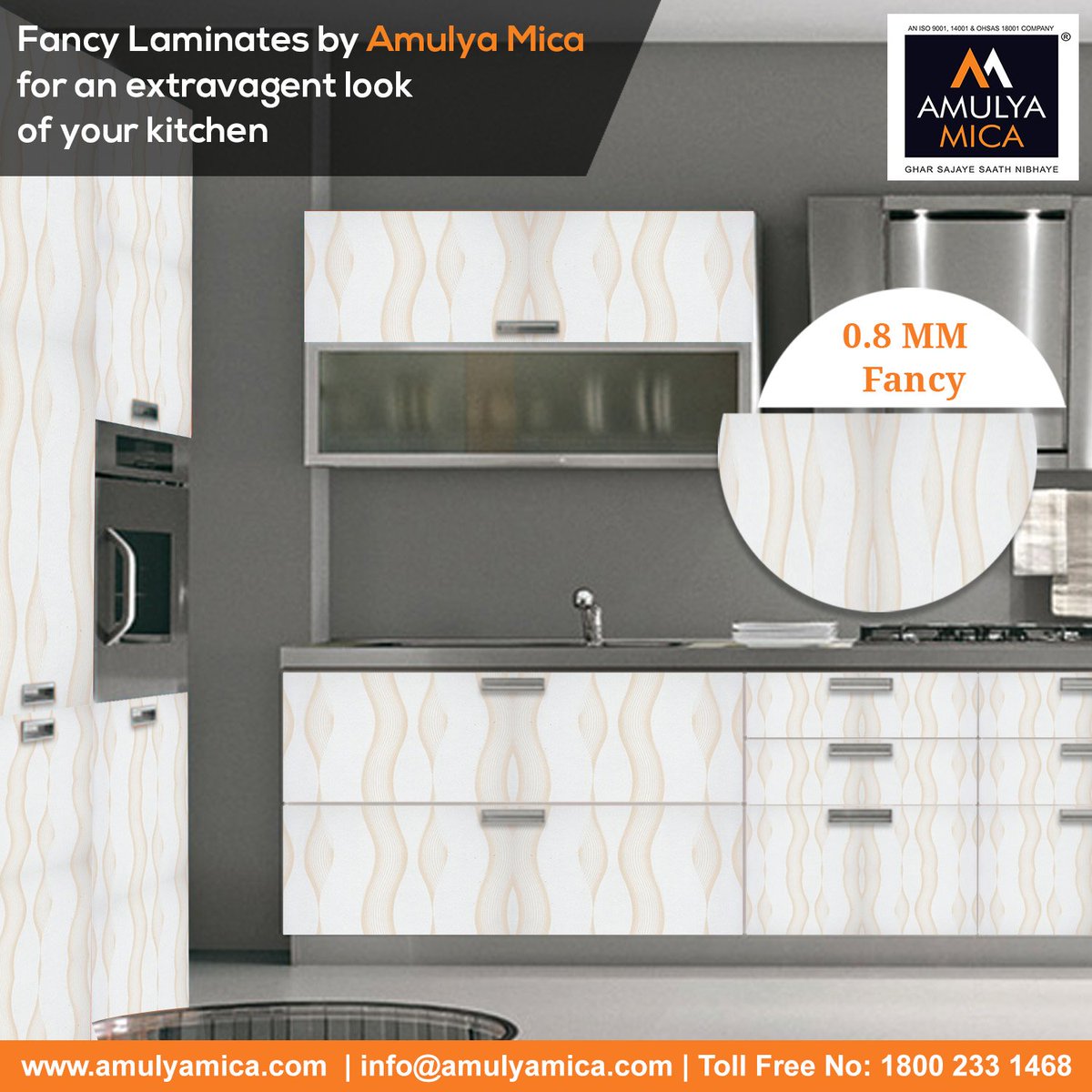 Decorate your kitchen interior with exotic range of decorative laminates by  Amulya Mica, which offers a wide range of designer laminate sheets \u0026  doors.. #interiordesigner #kitcheninterior #homedecor #laminatesheets  #interiordesign, image size:1200x1200
