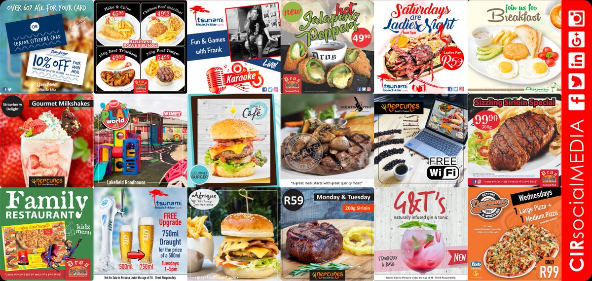 CIRobertson's tweet photo. Social media work for various restaurants &amp; bars 
#SocialMediaMarketing #SocialMediaContent #RestaurantMarketing #SocialMediaContentCreator #cirobertson #CIRsocialmedia https://t.co/HDk4jrWElS