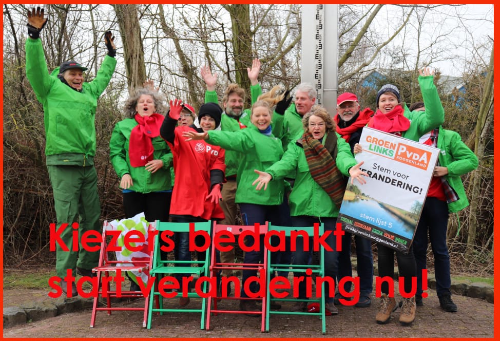 Kiezers Bedankt – start verandering Nu
Bijna 1500 stemmen, 3 zetels (+1) in de raad!
Trots! 
pvdagroenlinkskoggenland.nl/kiezers-bedank…