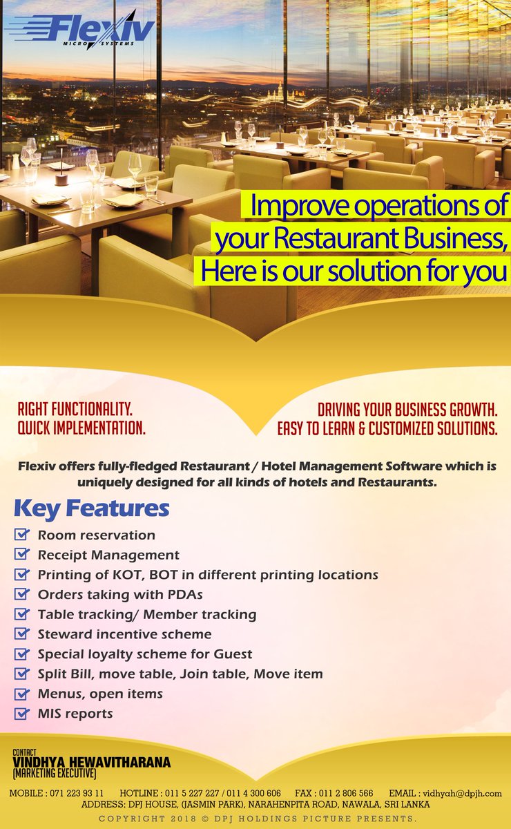 FlexivOfficial's tweet photo. Transforming technology to Empower your Restaurant Operations
#connect #flexiv #dpjholdings #SriLanka #restaurantmanagementsoftware #hotel #restaurant #hospitalityindustry #success #Growth https://t.co/IsNoEwrIPc