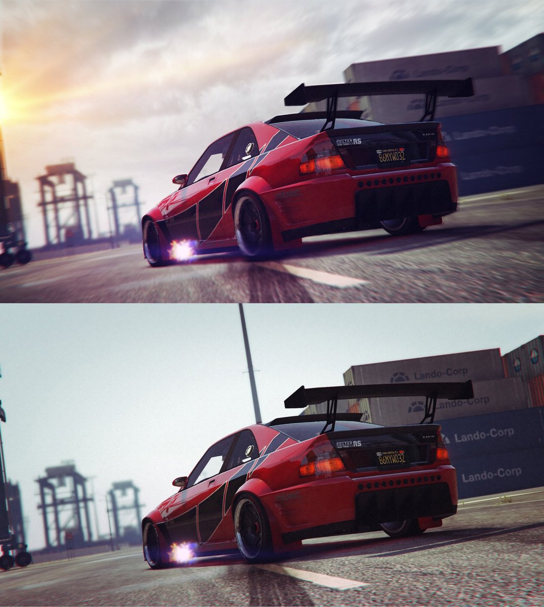 AmirHNaseri's tweet photo. Before/After
#GTAOnline #SuperSportSeries #SnapmaticArt #RockstarEditor #SanAndreas #Snapmatic #stormyhazegta5 #gtazoza #sansachaps4 #helloimnik #redtearsof47 #gtaphotographers #RockstarGames @RockstarGames https://t.co/w8eOcmy9S2