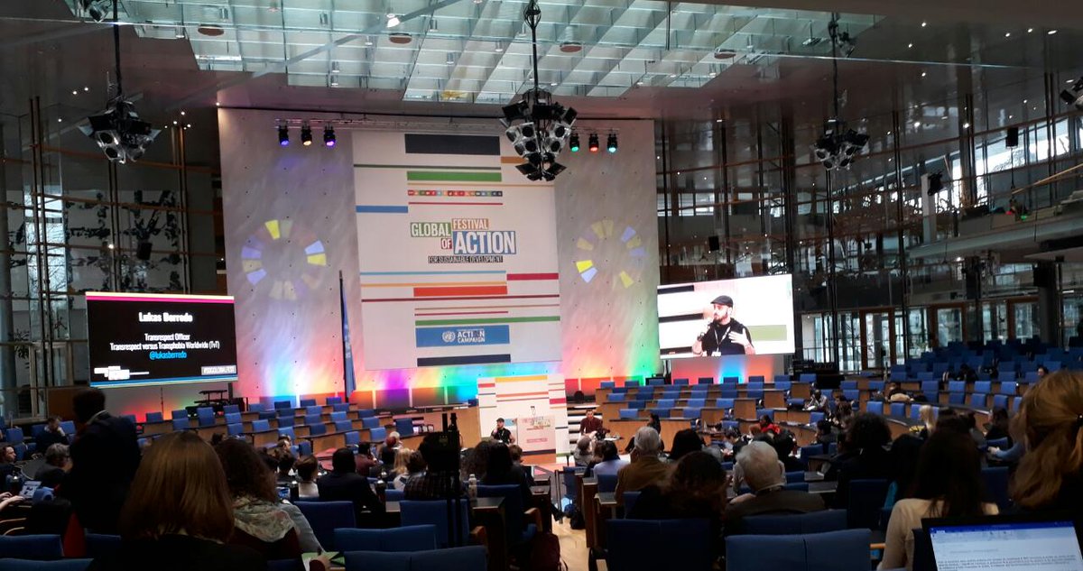 “We reproduce oppressive and marginalising behaviour even in spaces that are supposed to be inclusive. Broken elevator, ladies and gentlemen binary announcement over speakers.” @lukasberredo @Transrespect @TGEUorg #SDGGlobalFest #act4sdgs