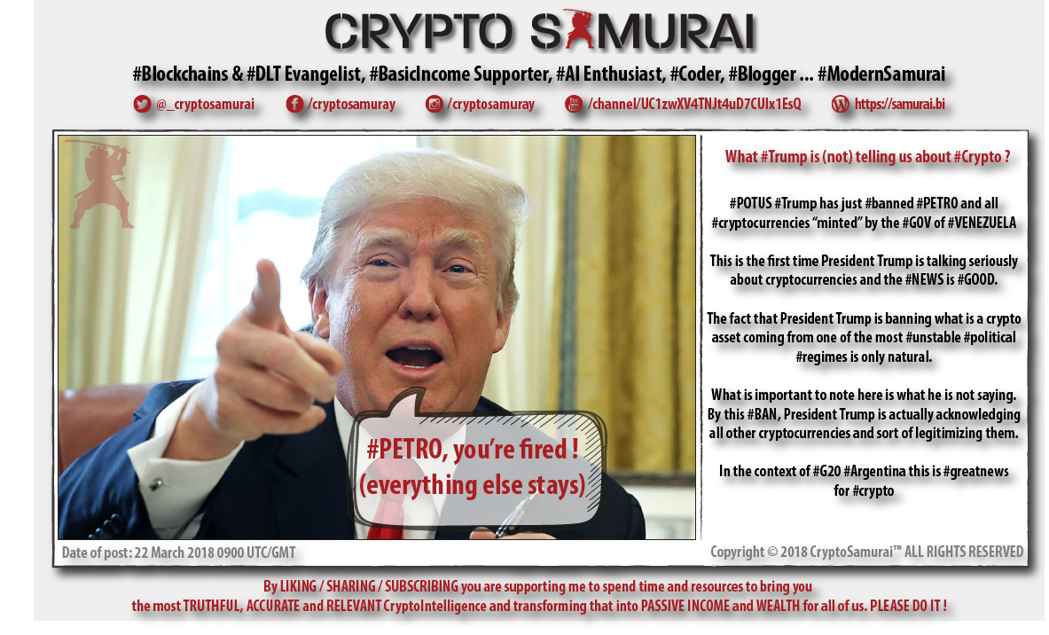 _cryptosamurai's tweet photo. What #Trump is (not) telling us about #Crypto ? #cryptosamurai #techbushido https://t.co/FLyIpWN4PT