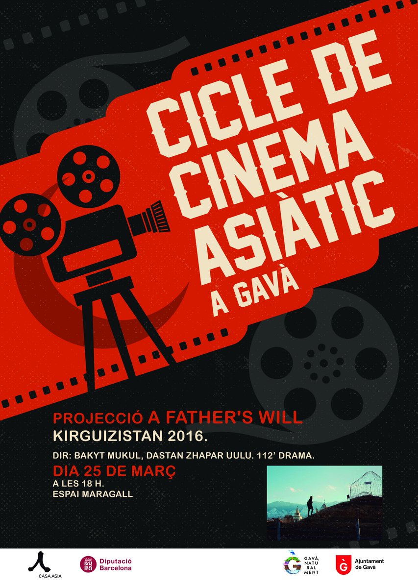 AturemElsRumors's tweet photo. Seguim amb activitats pel diumenge a la tarda‼️ Vine a l’ @espaiMaragall a veure #cinemaasiatic en VOSE i gratuït.
18 h. A FATHER’S WILL de #kirguizistan 
#cinema #versiooriginal #ddhh @AjuntamentGava @CasaAsia https://t.co/LHK0oPNUOK
