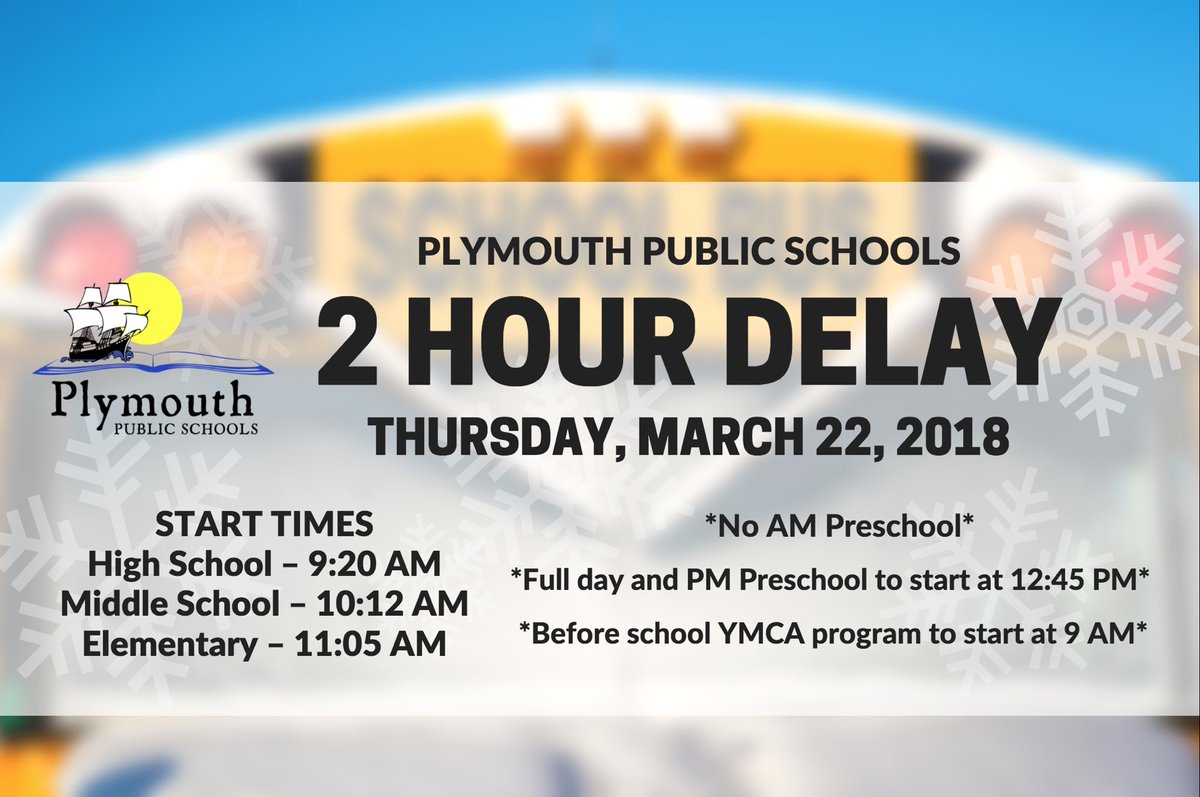 Due to the snow conditions this morning, to assist with the morning commute, there will be a 2-hour delay.