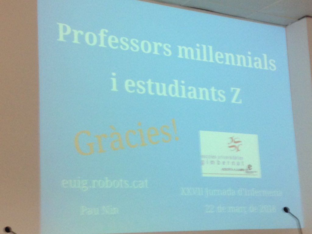 Podéis disfrutar de la presentación de <a href="/pau_nin/">Pau Nin</a> en la #jornadaEUIG a través del enlace euig.robots.cat. Súper recomendable!!! <a href="/EUGenfermeria/">EUGimbernat Infermeria</a>