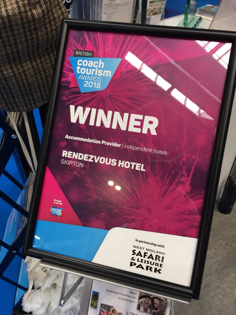 Congratulations to <a href="/skiptonhotel/">Rendezvous Skipton</a> and their award last night for Best Independent Accommodation Provider at the Coach Tourism Awards 2018.