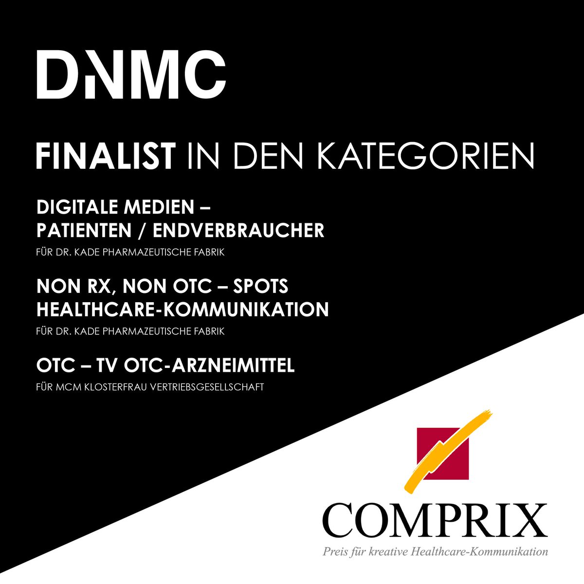 DNMC_GmbH's tweet photo. Daumen drücken! Wir sind 3-mal für den #comprix2018 nominiert! 🙌 https://t.co/DtVzZPs7Uf