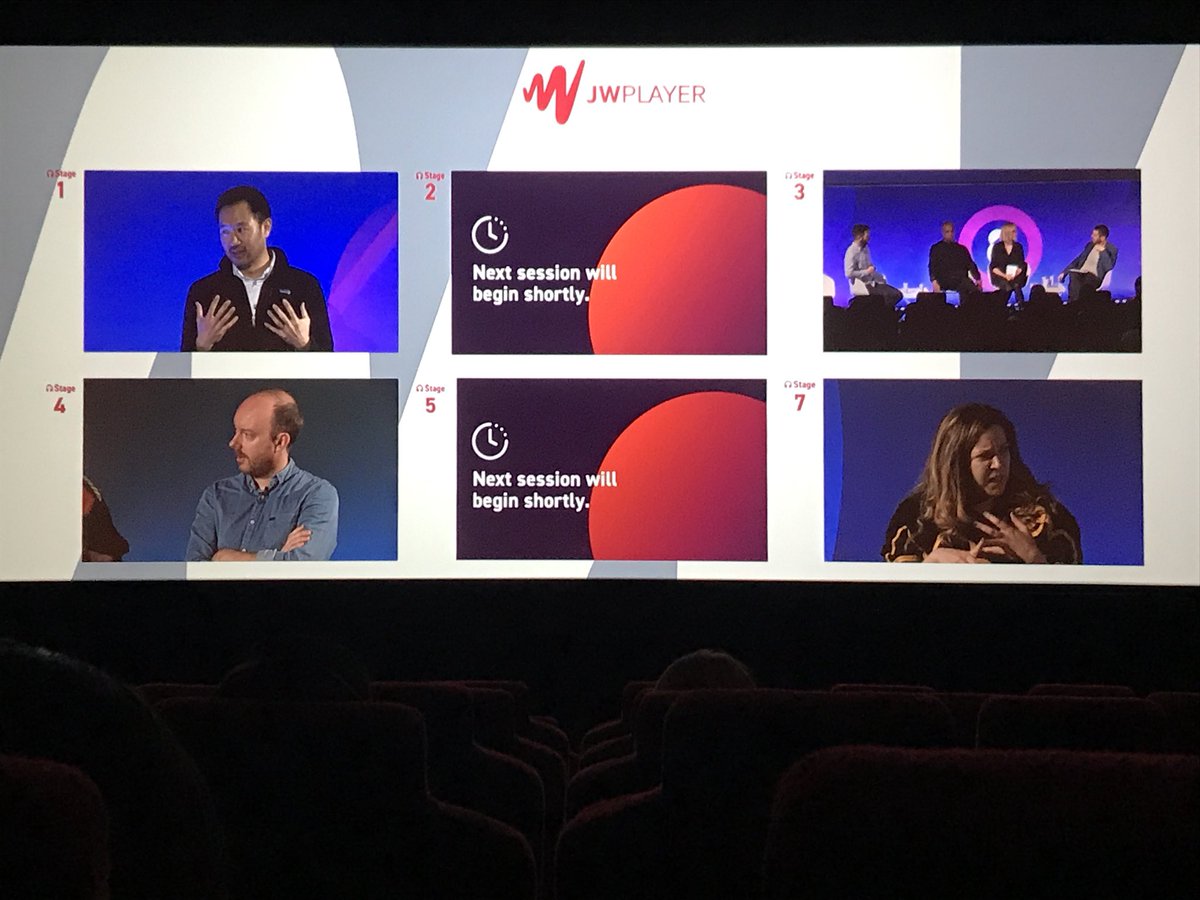 JaneMurchWhite's tweet photo. I’m in the @AW_Europe JW Player screening room switching between presentations #deadclever @The_Lift @LSProductions @clearcutsound https://t.co/uzztmXoYcW