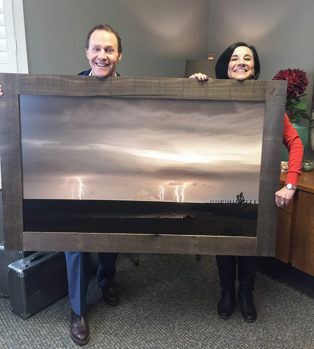 acttwohome's tweet photo. #tbt to one year ago just before the Rochester Home and Garden Show. Me and local meteorologist, Scott Hetsko holding the photographic art of Gaylon Arnold which I used in the weather themed "He Shed". 
#rochesterny #interiordesign #scotthetsko #wham13 #rochesterhomebuilders https://t.co/0q0h4lFHW8