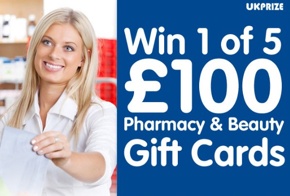 UKPrize's tweet photo. #Win 1 of 5 £100 #Gift Cards to spend in your favourite #Pharmacy &amp; #Beauty retailer with this #free #competition https://t.co/FzMEUu70Nc https://t.co/kGu3LvbmYF