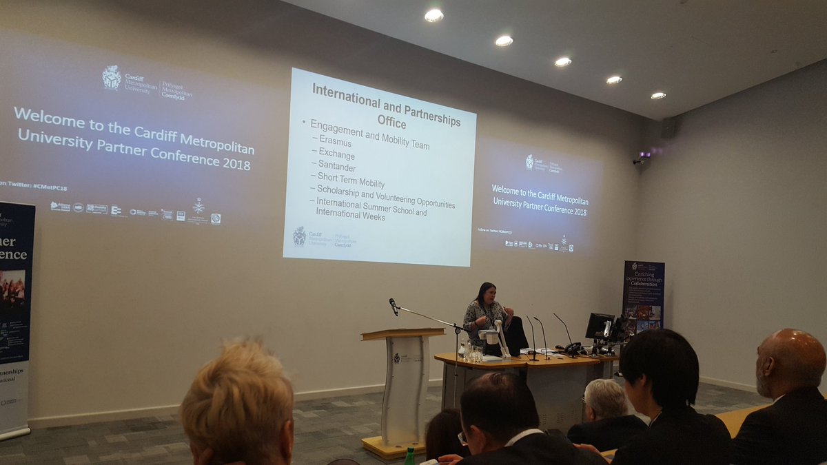 LeilaGouran's tweet photo. @RowenaA informing the #CMetPC18 about all of the mobility schemes available through @CMetErasmusInt @CMet_Erasmus_EU and others. Lots of opportunities available, all forming part of our Cardiff Met EDGE. Nice work Rowena 😉 https://t.co/bbvEj2ahV5