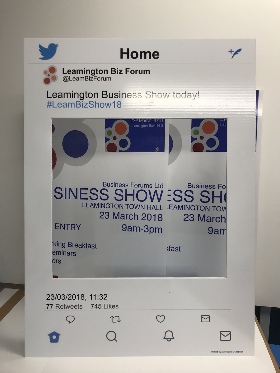 aesgraphics1's tweet photo. Look out for our twitter photo frame that will be circulating the Leamington Town Hall tomorrow! Be sure to post your fabulous photos on twitter.. and don’t forget to tag us!! 😀😀😀. #twitterframe #LeamBizShow18 #leamington #warwick #businessshow #photoopportunity @LeamBizForum https://t.co/moSLaIFFqy