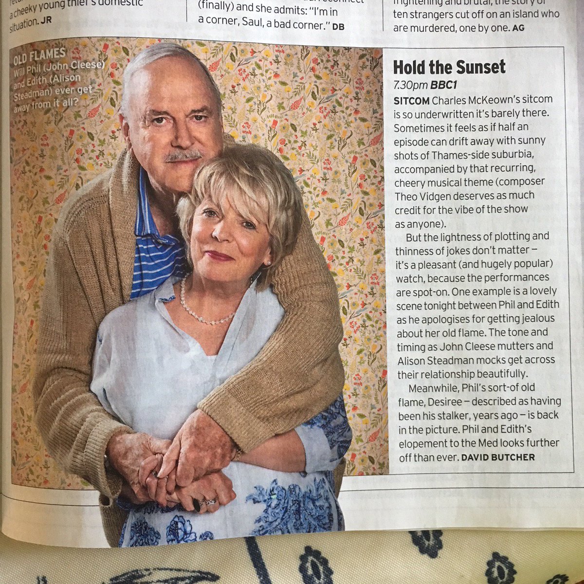 Great mention for Air-Edel's composer @TheoVidgen on his score for @BBCOne's #holdthesunset starring @JohnCleese & #AlisonSteadman!