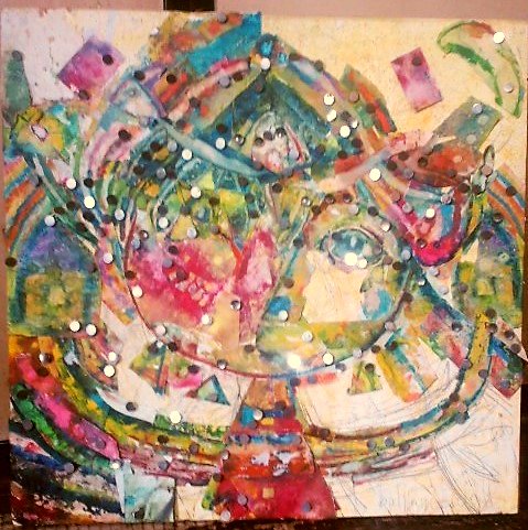 i5125t's tweet photo. 「balancing toy」2012年 snowpaint/snowprintによる色紙の #コラージュ 制作途中 #美術 #芸術 #画廊 #ギャラリー #画家 #日本画 #絵本 #絵本作家  #mythologyart #artists #peinture #slowart https://t.co/oMLJhKJuFm