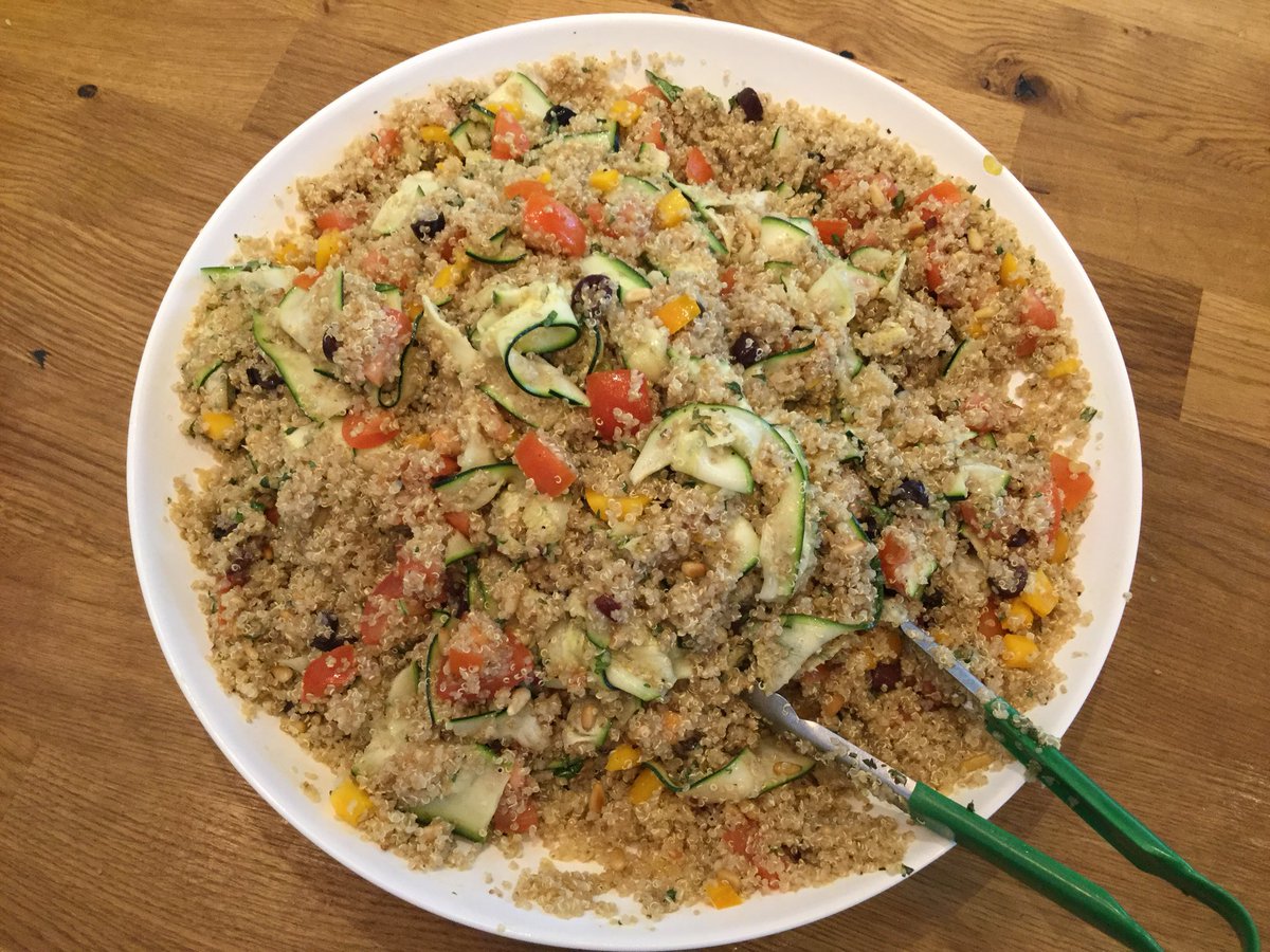 QSKCardiff's tweet photo. Today’s salads-
Asian green bean + broccoli.
-
Mediterranean quinoa.
-
Tangy carrot + cabbage.
-
Slow cooked Welsh lamb with mint jelly/yoghurt.
-
Rachael’s “famous” mushroom + thyme soup.

#salads #healthyeating #fresh #welshlamb #welshproduce #cardiff #homemadesoup https://t.co/o59WZAAQNT
