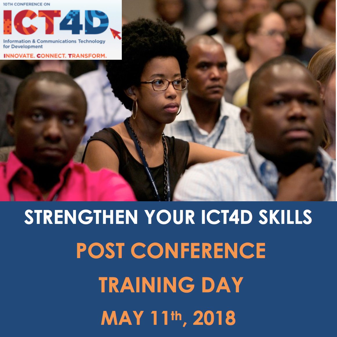 Strengthen your #ICT4D technical and professional skills with hands-on and interactive practical sessions. Join the the Post-Conference Training Day program via bit.ly/2u5Xh08
<a href="/ICT4DConference/">ICT4D Conference</a>  #ICT4D2018