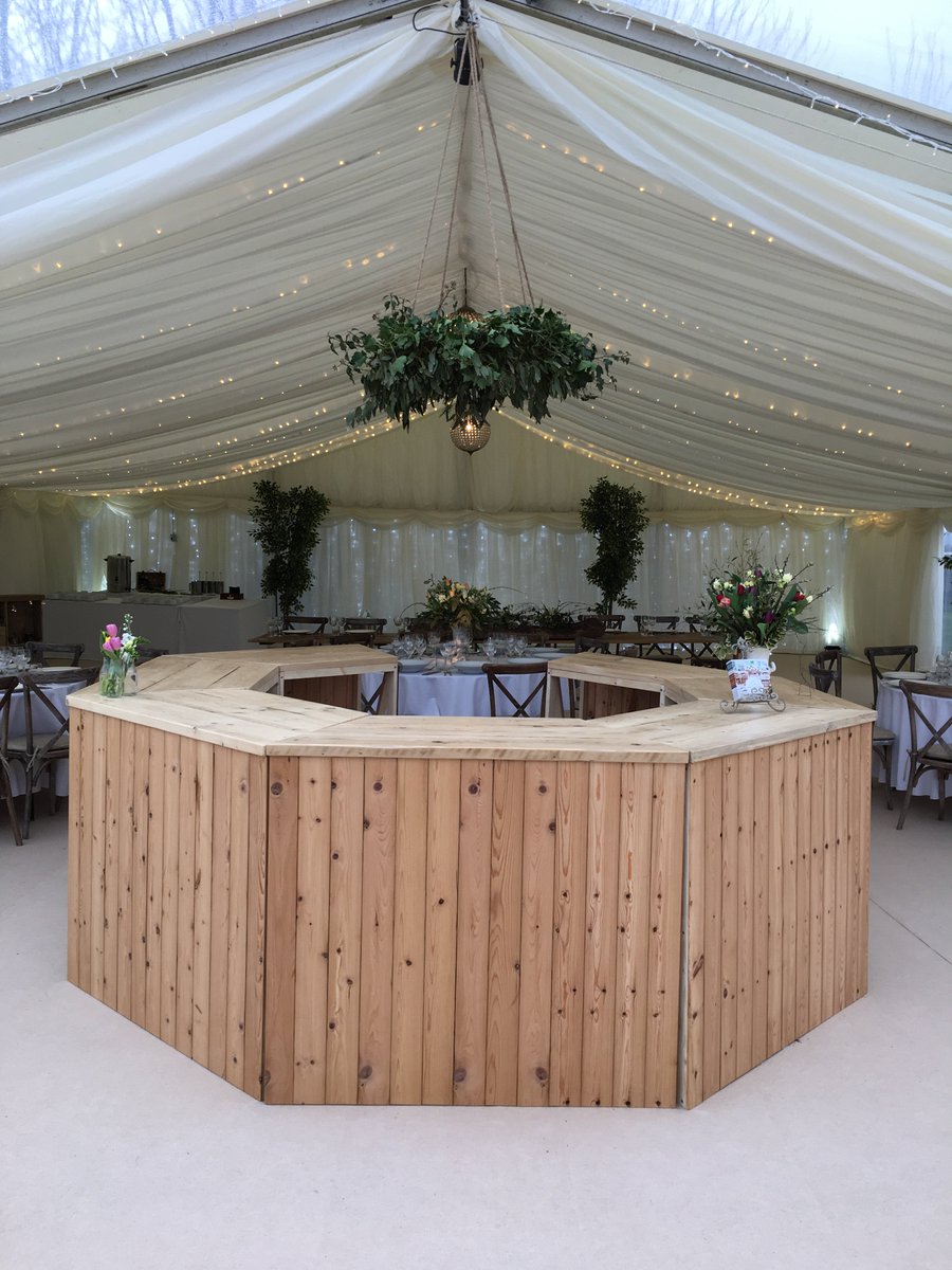 countymarquees's tweet photo. New Bar!  Fantastic New Rustic Octagon Bar, available in individual sections.
#barhire #rusticbar #weddingbar  #octagonbar #handmade #weddingplanning #weddinghire #furniturehire https://t.co/hkTqGdYgPy