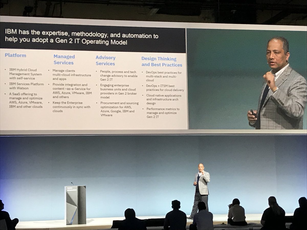 LyngeLogic's tweet photo. IBM General Manager Mohammed Farooq discuss the pivot to Gen 2 Hybrid Cloud Management at #Think2018  #IBMServices https://t.co/P1fAiB8CxX