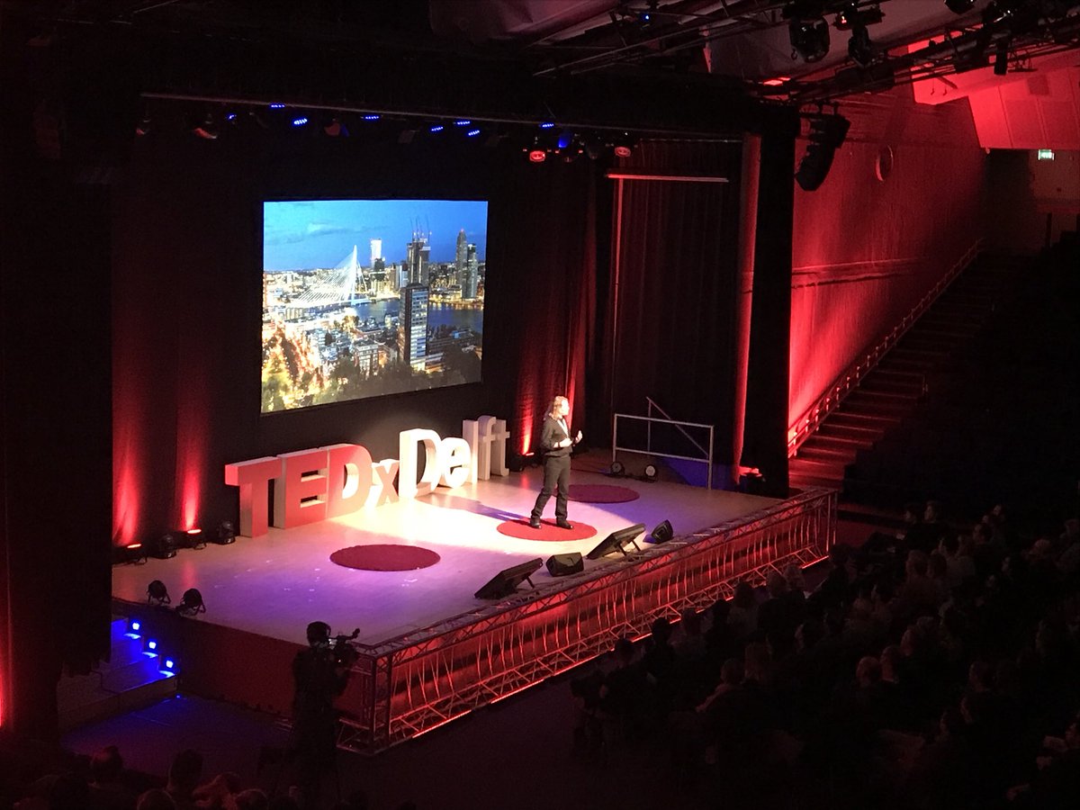 The first <a href="/TEDxDelft/">TEDxDelft</a> 2018 speaker on stage! Go go go Arjen! #tedxdelft