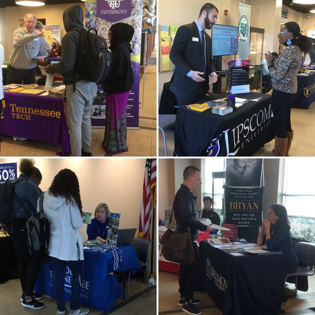 NashvilleState's tweet photo. Transfer Day going on now in S Bldg, Main campus. 10-12 & 1-4pm. Over 35 universities here to talk to you about transferring after graduation. #NSCCspring2018 #NSCCgrads #Classof2018 #transfer #twoheretwothere #tnregents https://t.co/hrgM8bULuJ